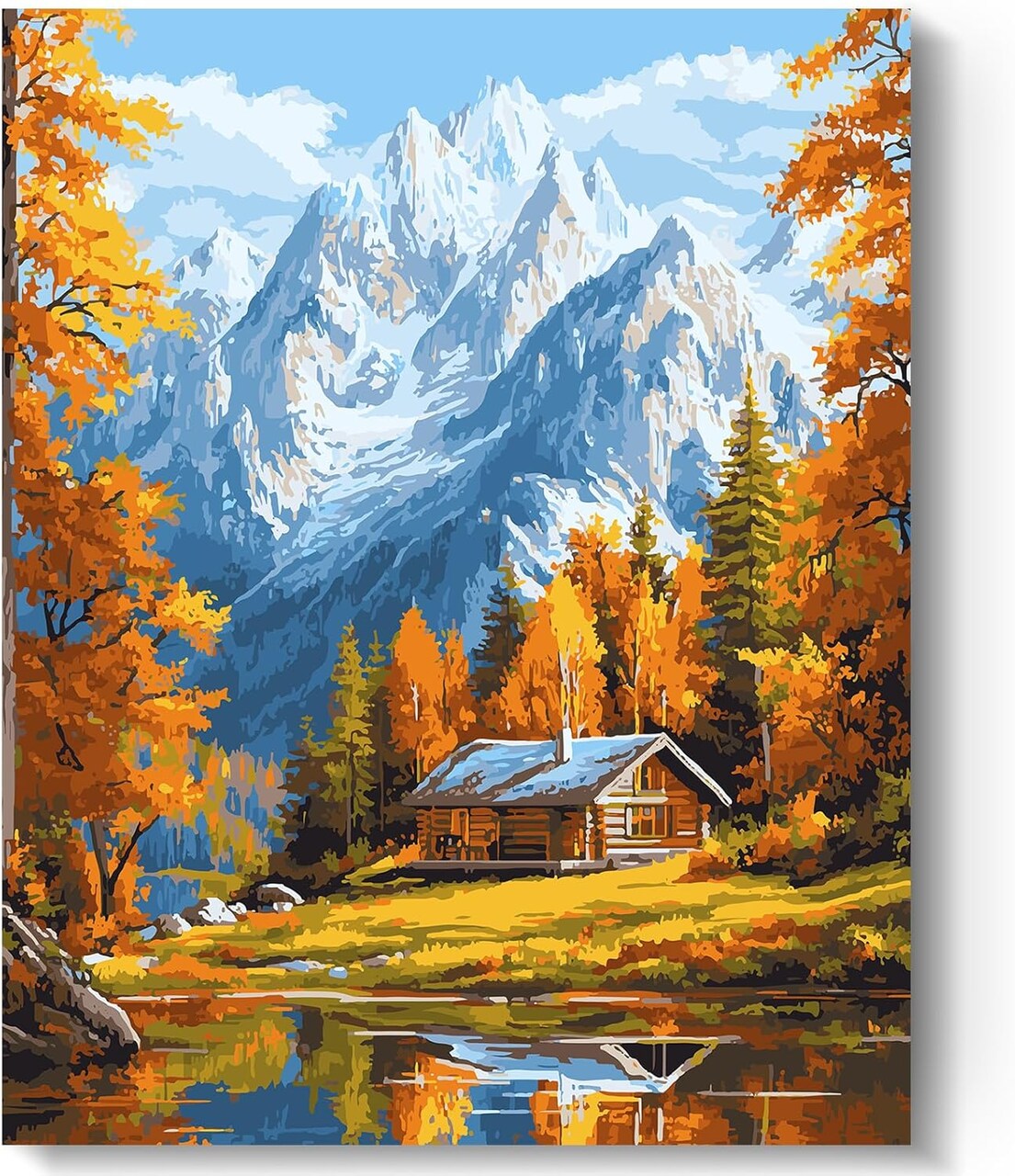 Paint by Number for Adults, Snow Mountain Cabin Easy Paint by Numbers Kits for Beginner, Adult Paint by Numbers on Canvas for Relax Gift Home Wall Decor 16x20in (Snow Mountain Cabin)